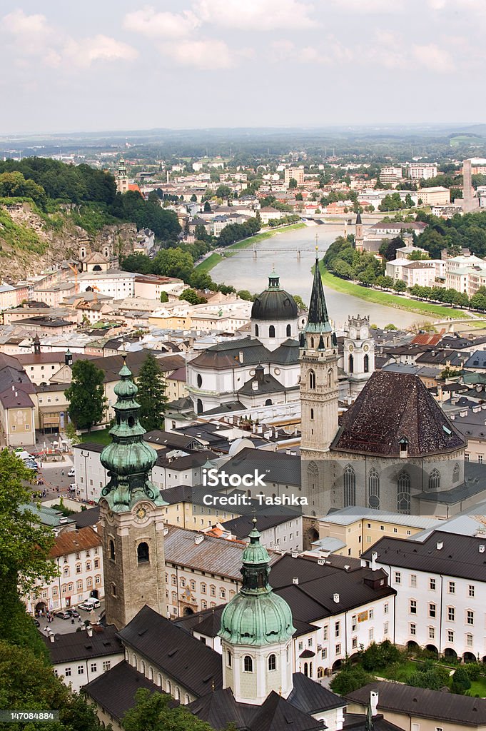 Salzburg panorama View of historical Salzburg downtown from the fortress Old Town Stock Photo