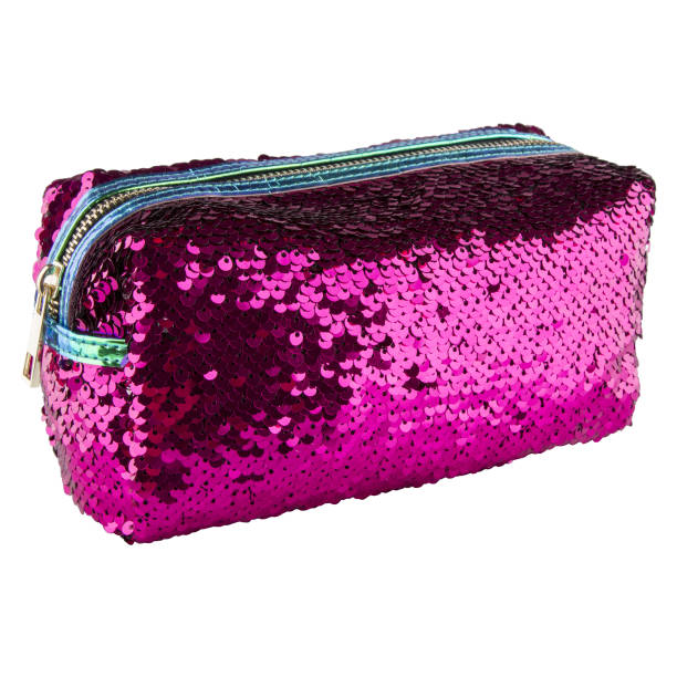 istock Stylish Shiny, shining cosmetic bag on a white background. 1470850411