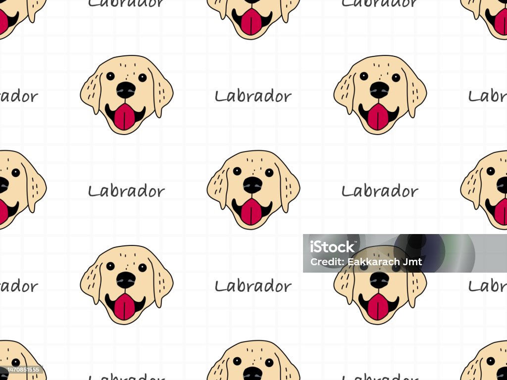 Labrador Pattern Wallpaper Labrador Cartoon Character Seamless Pattern On White Background Stock ...