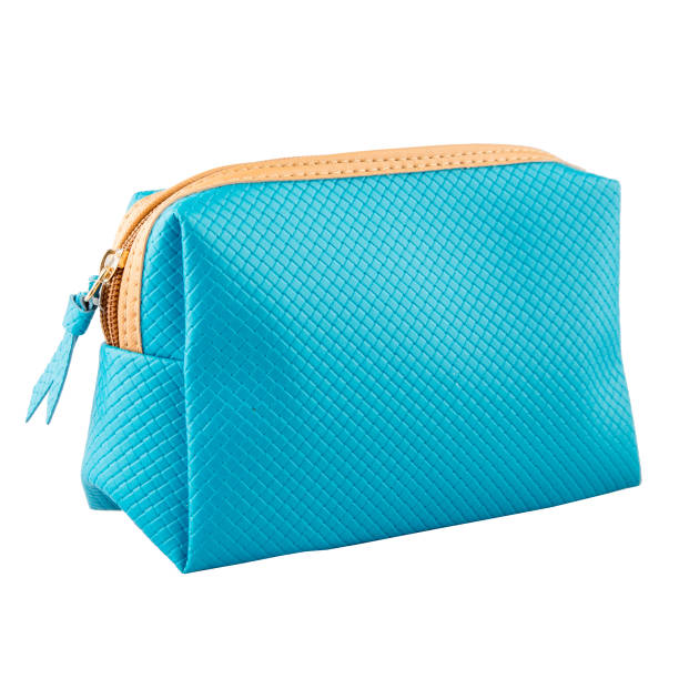 istock Stylish bright blue cosmetic bag on a white background. 1470851563
