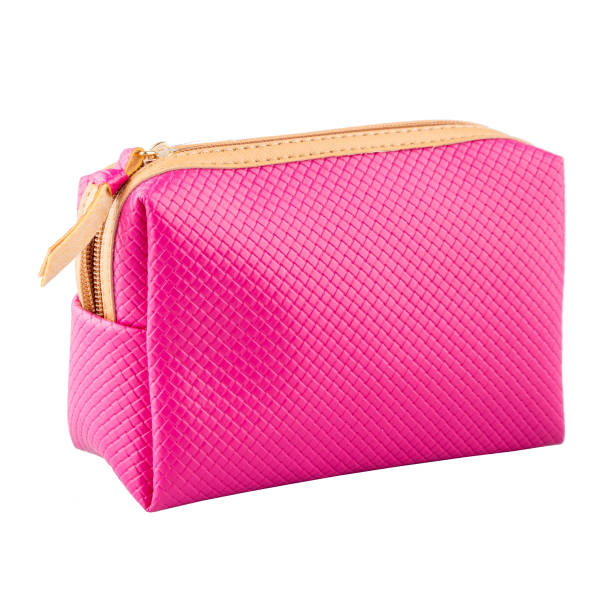 istock Stylish bright pink cosmetic bag on a white background. 1470851611