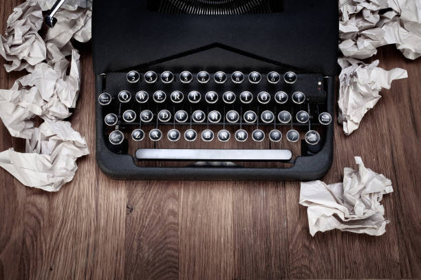 istock Antique typewriter with crumpled paper 1470851646