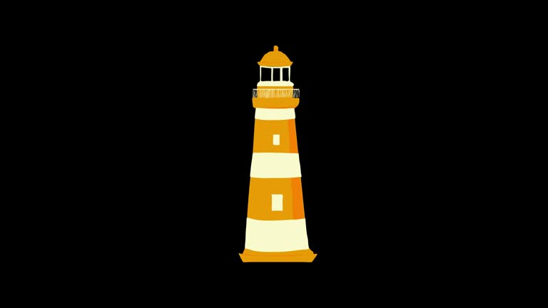 light house icon loop Animation video transparent background with alpha channel