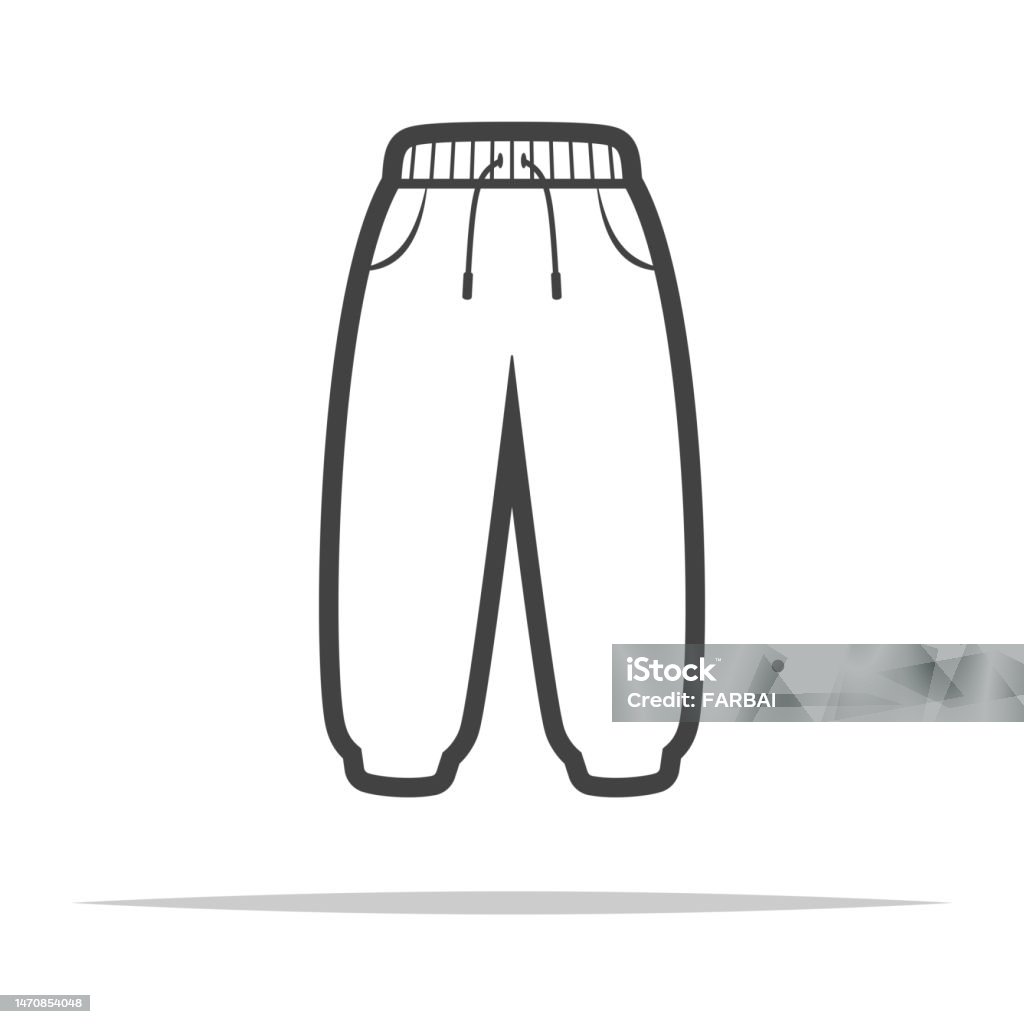 Sweatpants Outline Icon Vector Isolated Stock Illustration - Download ...