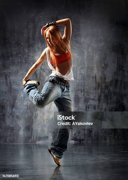 A Female Hiphop Dancer And A Black Background Stock Photo - Download Image Now - Activity, Adult, Aerobics
