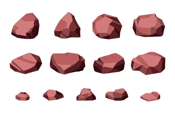 skała i kamienie ustawione. kolekcja głazów o różnym kształcie. ilustracja wektorowa - metal ore mineral stone block stock illustrations