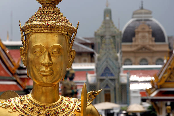 Golden guard statue stock photo