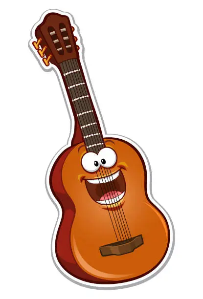 Vector illustration of Happy Guitar