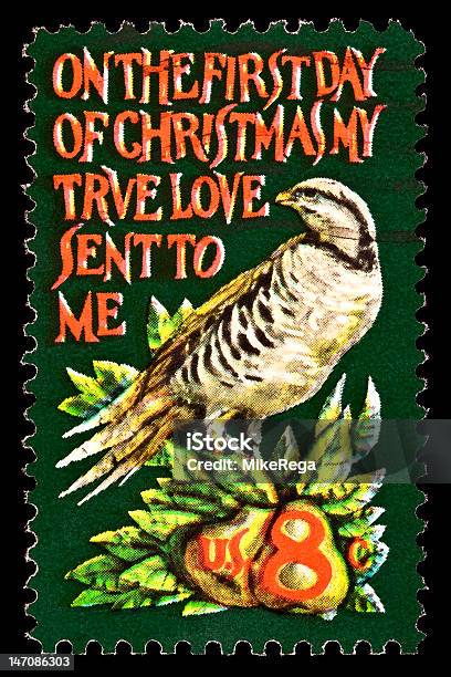 자고새 만들진 배나무 나무 크리스마스 스템프 우표에 대한 스톡 사진 및 기타 이미지 - 우표, 크리스마스 첫째 날, 12일 동안의 크리스마스