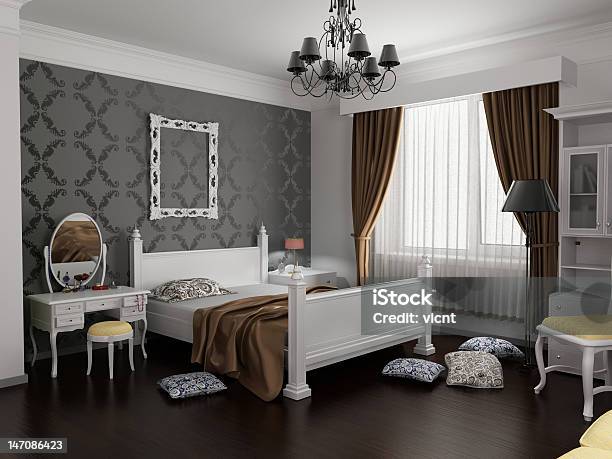 Modern Bedroom Interior Stock Photo - Download Image Now - Apartment, Architecture, Bed - Furniture