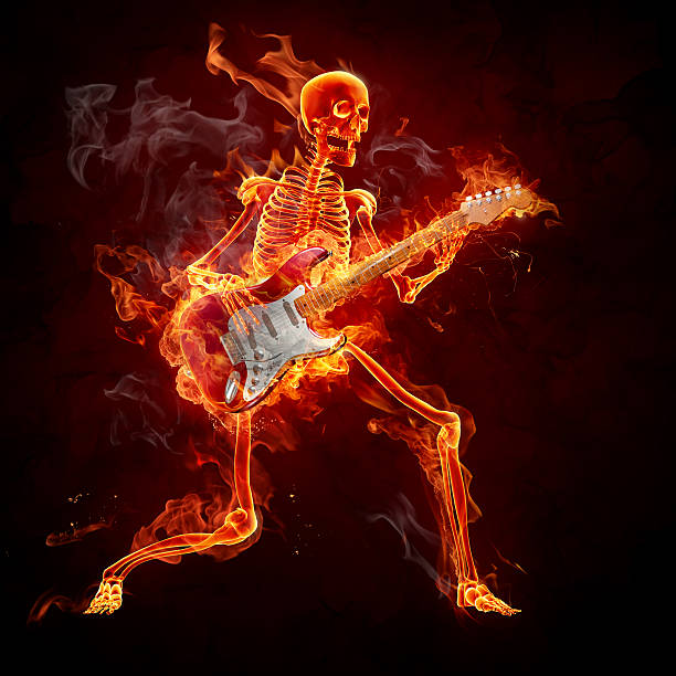 гитарист - inferno fire flame skull стоковые фото и изображения