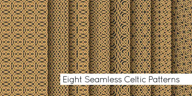 Vector illustration of Seamless texture celtic style. Original ethnic ornaments set.