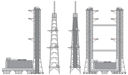 Rocket Launch Scaffolding or Launchpads Vector illustration