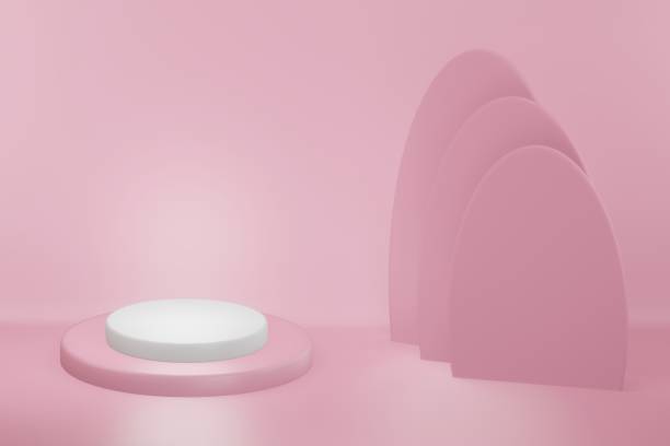 istock White and pink minimal podium with pink scene background, mock up, geometry shape platform for product display, modern stage. 3D render illustration. 1470869734