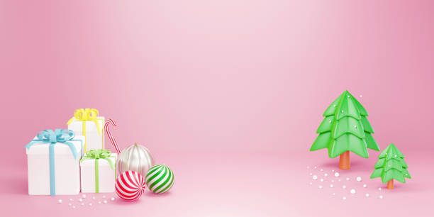 istock 3D Christmas idea concept background with pink scene, mock up, geometry shape platform for product display. 3D render illustration. 1470869784