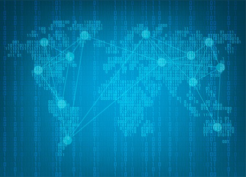 Code Blue Map Blue Binary Code Map Backgorund Stock Illustration - Download Image Now ...
