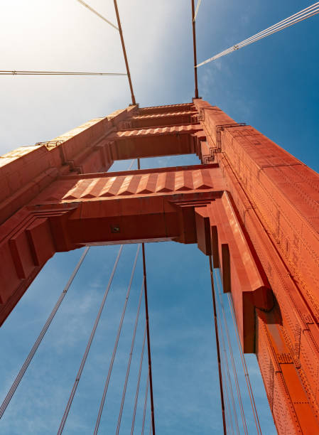 golden gate bridge dettaglio scatto - golden gate bridge san francisco county san francisco bay bay foto e immagini stock