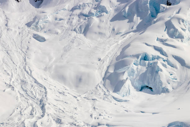 istock Snow covered mountain slope, Antarctica. Rocks, blue ice. Cloudy sky. 1470873536