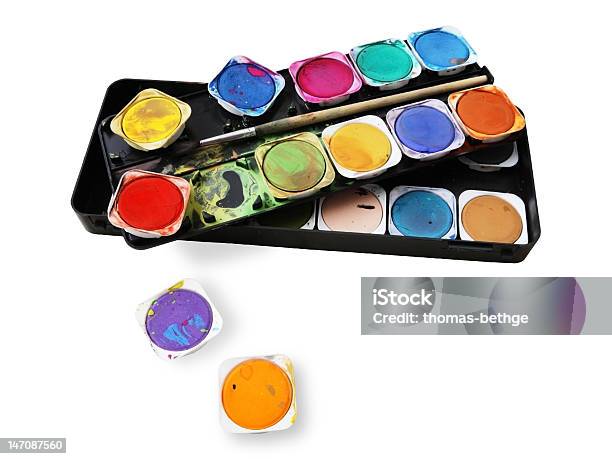 Farbe Box Mit Paintsplatters Stockfoto und mehr Bilder von Alt - Alt, Bildender Künstler - Künstler, Blau