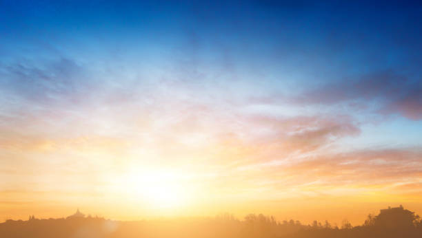 istock Sun light and mountain day sky sunset background 1470877391