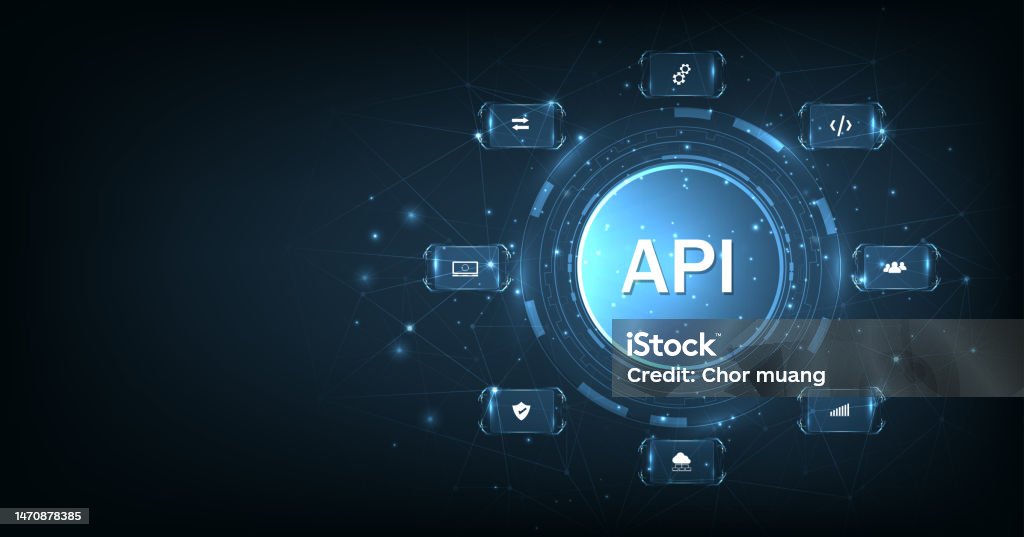Application Programming Interface Dengan Latar Belakang Biru Ilustrasi ...