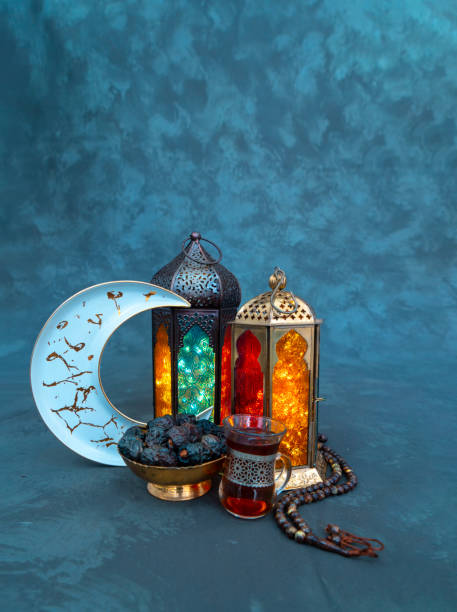 istock Islamic concept background Lantern lamp with Dates 1470878753