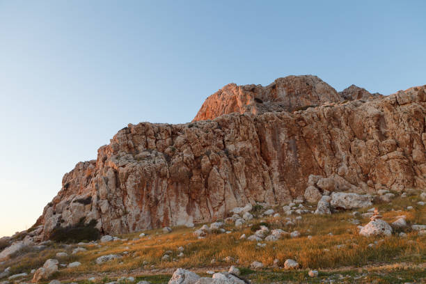 Cape Greko national park view. Rocks, hills, meadows and sea coast. stock photo