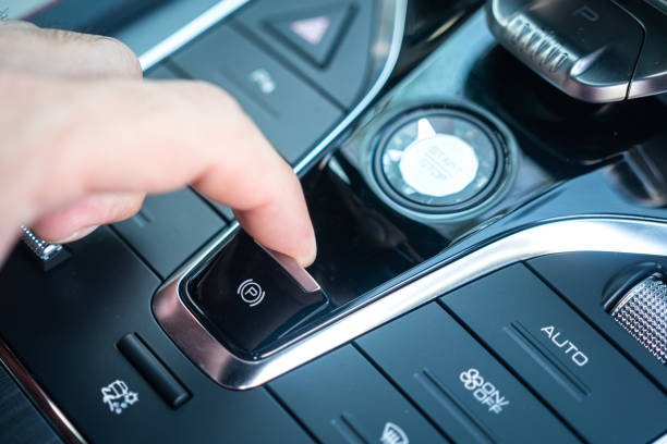 istock Activate car electric parking brake. 1470879500
