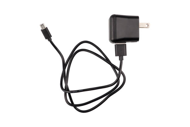 Smartphone charger with USB cable, isolated on white background