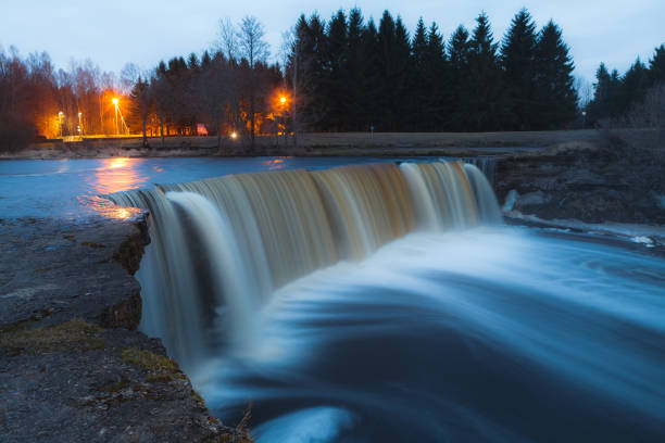 istock Waterfall at night with additional lighting. Jagala, Estonia. 1470879906