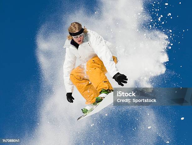 Snowboard Jumping In Colorado Stock Photo - Download Image Now - Active Lifestyle, Activity, Adult