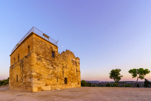 Sunset view of the Crusader Castle, in Tzipori National Park, Northern Israel