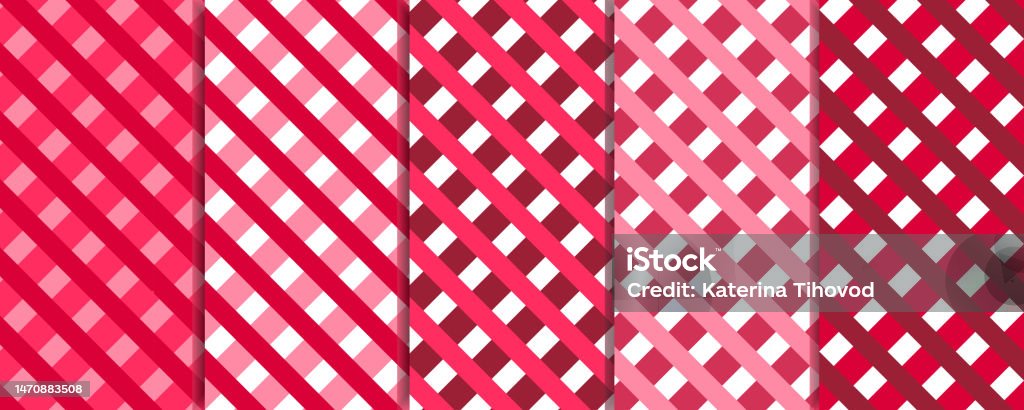 Bright Checked Pattern 5 Seamless Checkered Patterns In Magenta Tones Stock Illustration ...