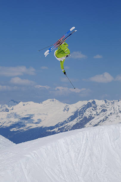 istock Jumping freestyle skier in the air 147088479