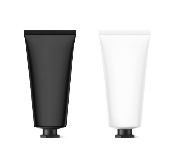 istock White and black tube mockup. Front view. Vector illustration isolated on white background. 1470886471