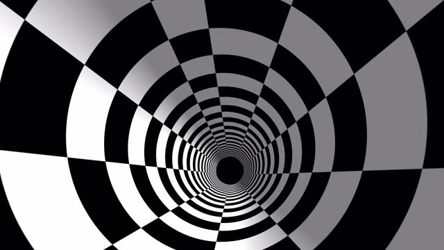 Black and white checkboard tunnel motion