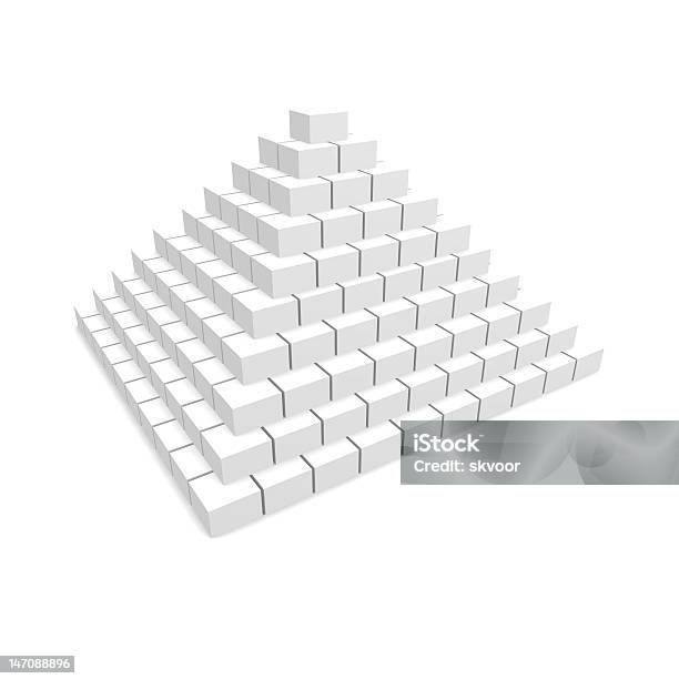 Pirâmide 3d Blocos Branco - Fotografias de stock e mais imagens de Bloco - Bloco, Branco, Caixa