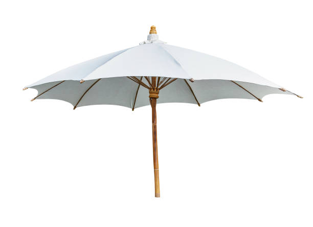 istock White beach umbrella isolated on white background with clipping path 1470889070