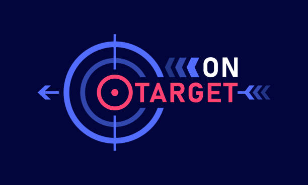 On target logo design. Concept achieving the goal in business. Marketing targeting strategy symbol. Vector illustration vector art illustration