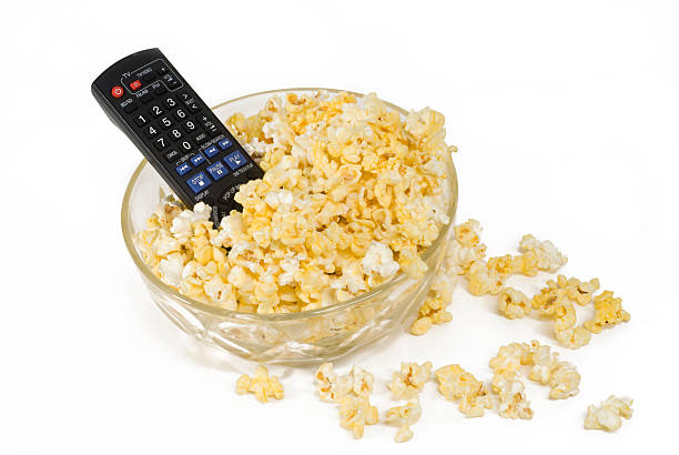 Remote in popcorn stock photo