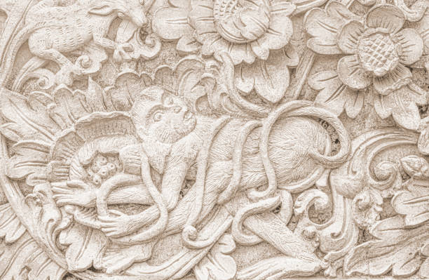 istock Ivory color carved concrete architectural detail on wall 1470895390