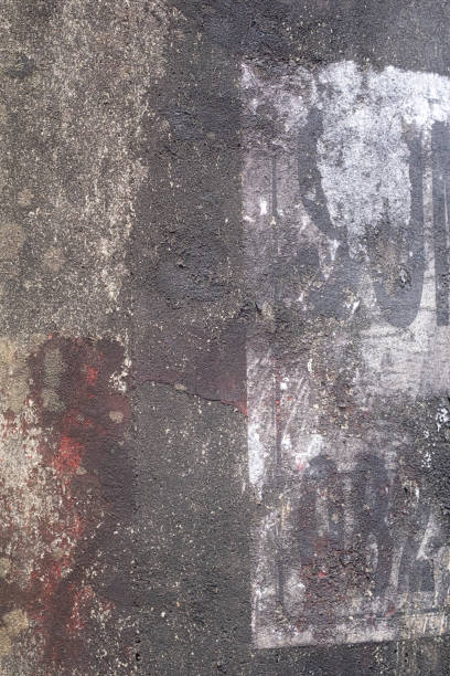 istock Dirty metal pole with torn paper and stains grunge texture 1470895393