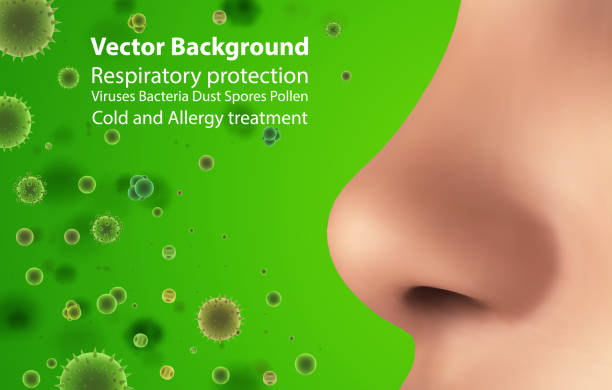 istock Vector template for advertising protecting the respiratory tract and nose from allergies and diseases, viruses and bacteria, dust and dirt. 1470896509