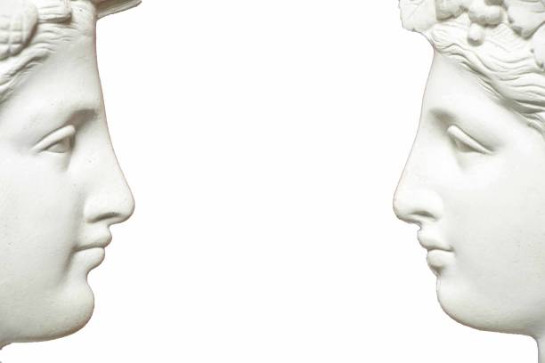 istock two faces of a gypsum statue in profile on an isolated background close-up 1470897601