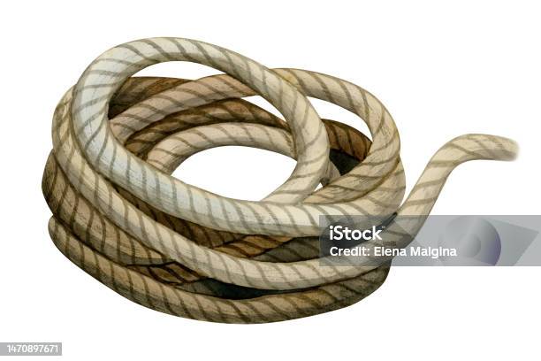 Roll Of Ship Rope Cartoon Vector Illustration Stock Illustration - Download  Image Now - Rope, Spiral, String - iStock