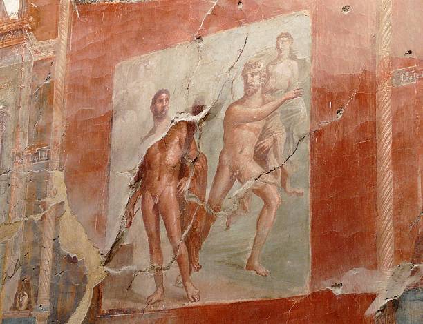 istock Ancient painted wall fresco at Herculaneum, Italy 147089906
