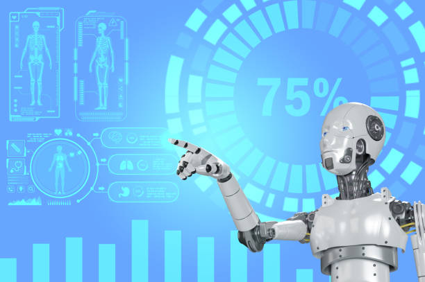 istock Robot touch screen to show doctor's medical status 1470899152