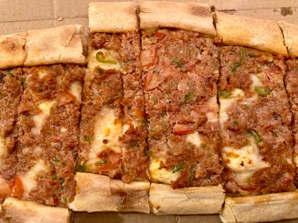 Turkey - Istanbul - Pita Turkish pizza with meat and cheese