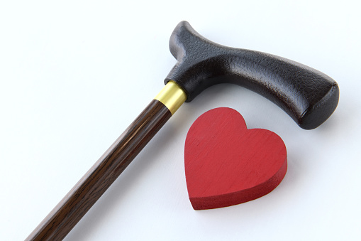 Walking cane and heart object