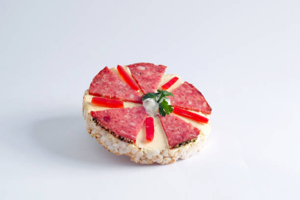Healthy Rice Cake Sandwich on white background